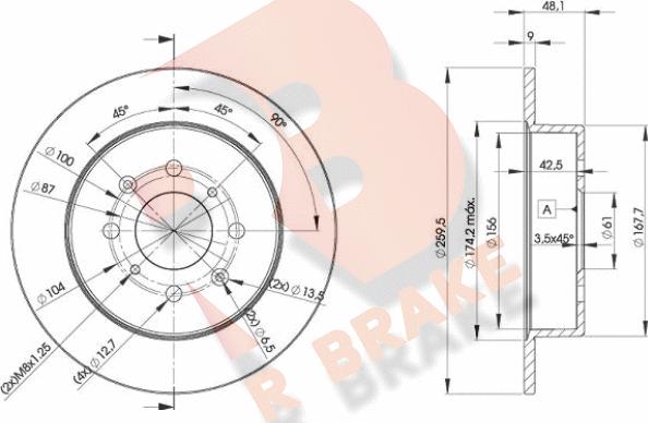 R Brake 78RBD25105 - Kočioni disk www.molydon.hr