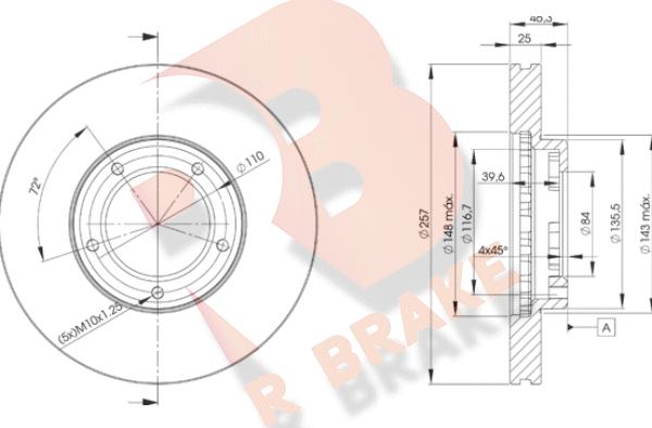 R Brake 78RBD25180 - Kočioni disk www.molydon.hr