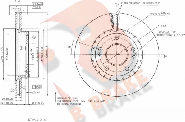 R Brake 78RBD25182 - Kočioni disk www.molydon.hr