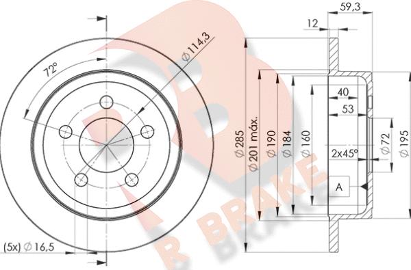 R Brake 78RBD25122 - Kočioni disk www.molydon.hr