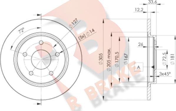 R Brake 78RBD25173 - Kočioni disk www.molydon.hr