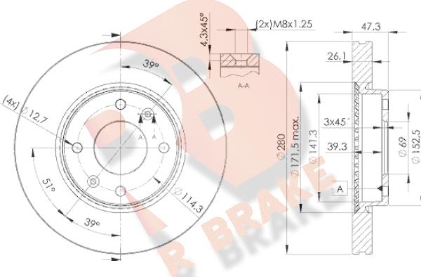 R Brake 78RBD25172 - Kočioni disk www.molydon.hr