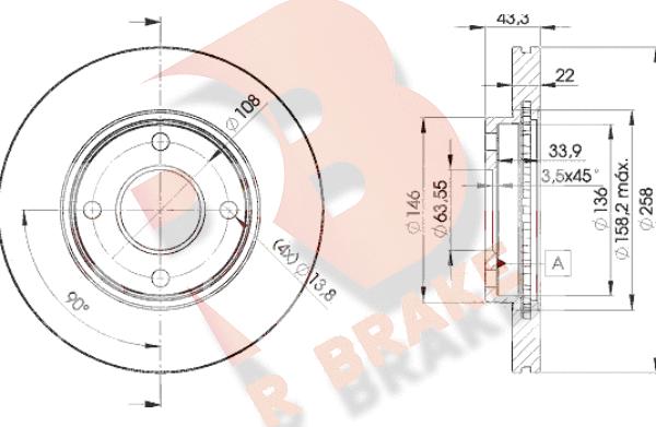 R Brake 78RBD25344 - Kočioni disk www.molydon.hr