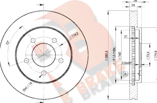 R Brake 78RBD25347 - Kočioni disk www.molydon.hr