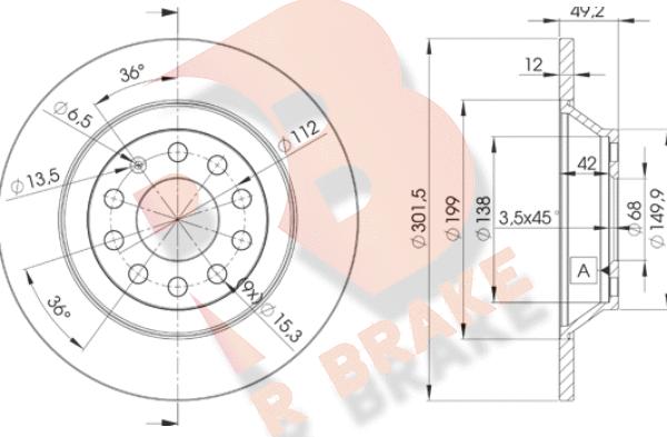 R Brake 78RBD25313 - Kočioni disk www.molydon.hr