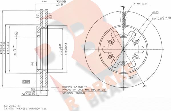 R Brake 78RBD26744 - Kočioni disk www.molydon.hr