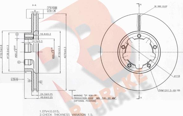 R Brake 78RBD20025 - Kočioni disk www.molydon.hr