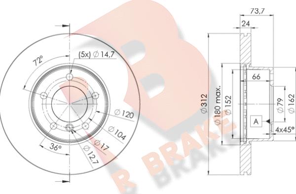 R Brake 78RBD21972 - Kočioni disk www.molydon.hr