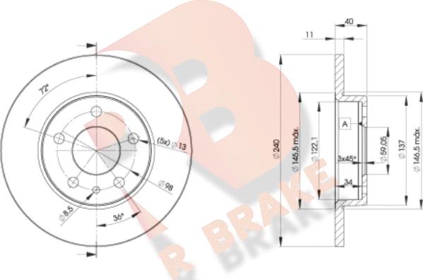 R Brake 78RBD21437 - Kočioni disk www.molydon.hr