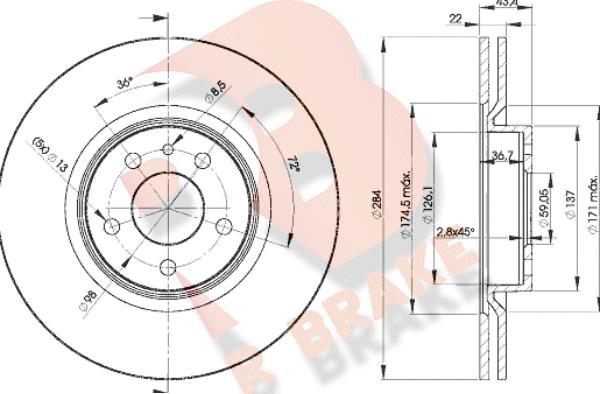 R Brake 78RBD21548 - Kočioni disk www.molydon.hr