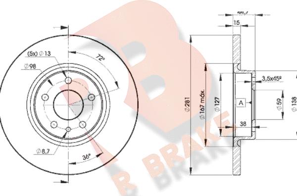 R Brake 78RBD28567 - Kočioni disk www.molydon.hr