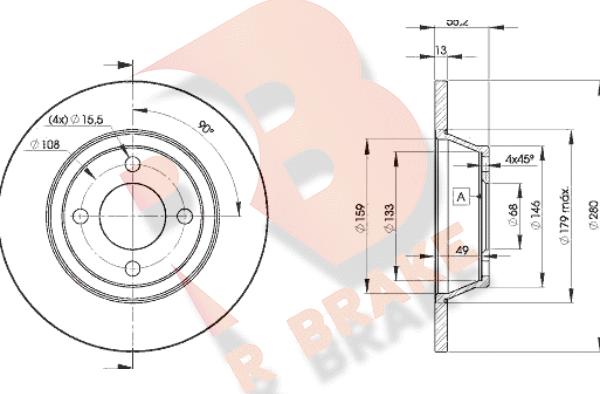 R Brake 78RBD28014 - Kočioni disk www.molydon.hr