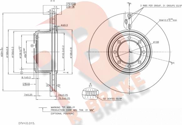 R Brake 78RBD28763 - Kočioni disk www.molydon.hr