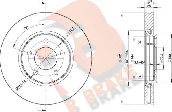 R Brake 78RBD23918 - Kočioni disk www.molydon.hr