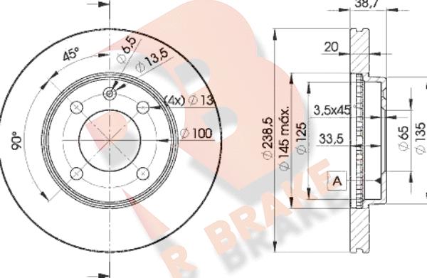 R Brake 78RBD23975 - Kočioni disk www.molydon.hr