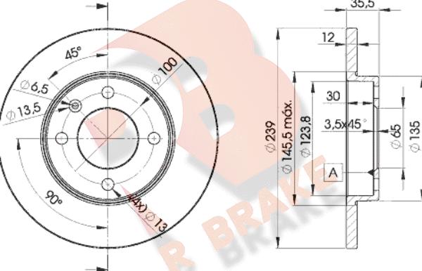 R Brake 78RBD23300 - Kočioni disk www.molydon.hr