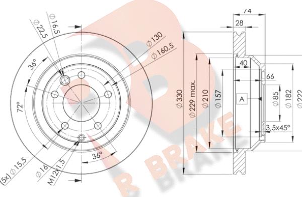 R Brake 78RBD23328 - Kočioni disk www.molydon.hr