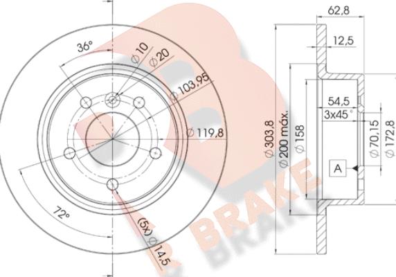 R Brake 78RBD22004 - Kočioni disk www.molydon.hr