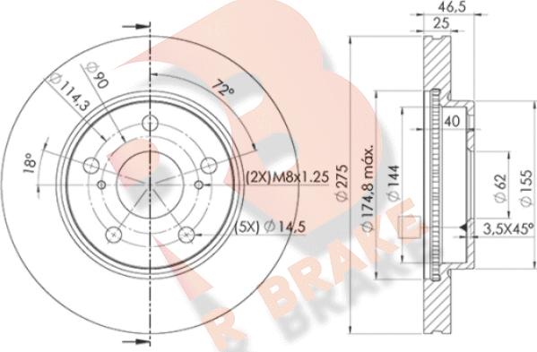 R Brake 78RBD22881 - Kočioni disk www.molydon.hr