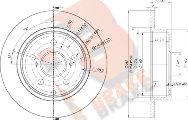 R Brake 78RBD22882 - Kočioni disk www.molydon.hr