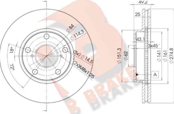 R Brake 78RBD22878 - Kočioni disk www.molydon.hr