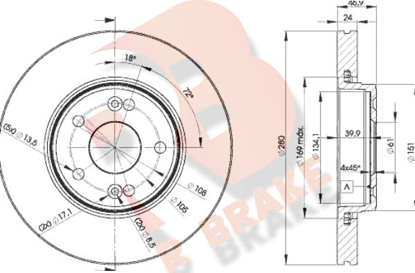 R Brake 78RBD22234 - Kočioni disk www.molydon.hr