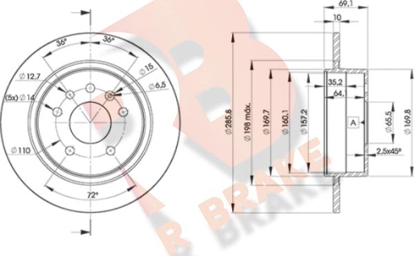 R Brake 78RBD27476 - Kočioni disk www.molydon.hr