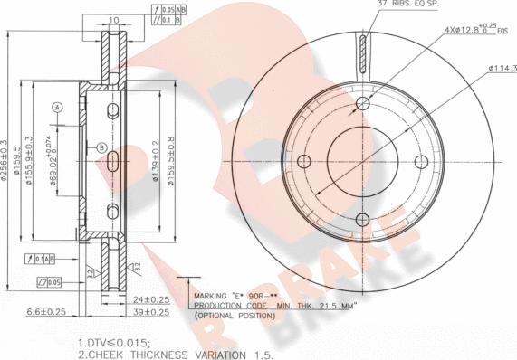 R Brake 78RBD27036 - Kočioni disk www.molydon.hr