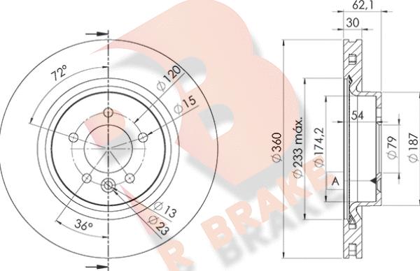 R Brake 78RBD27364 - Kočioni disk www.molydon.hr