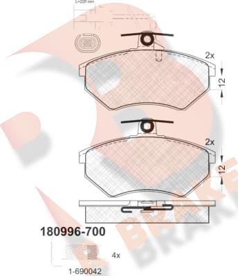 R Brake RB0996-700 - Komplet Pločica, disk-kočnica www.molydon.hr