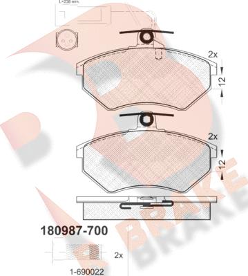 R Brake RB0987-700 - Komplet Pločica, disk-kočnica www.molydon.hr