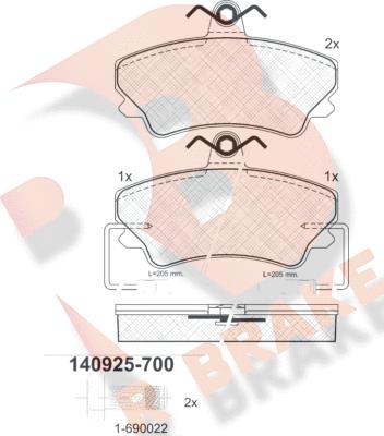 R Brake RB0925-700 - Komplet Pločica, disk-kočnica www.molydon.hr