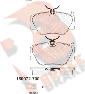 R Brake RB0972-700 - Komplet Pločica, disk-kočnica www.molydon.hr