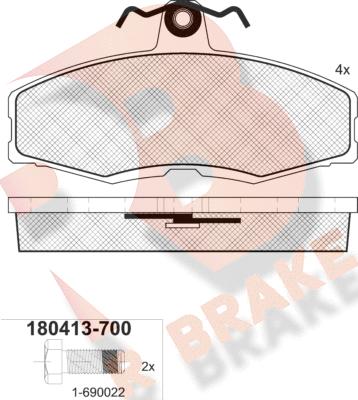 R Brake RB0413-700 - Komplet Pločica, disk-kočnica www.molydon.hr