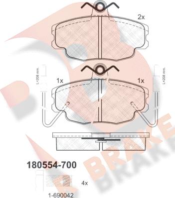 R Brake RB0554-700 - Komplet Pločica, disk-kočnica www.molydon.hr