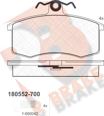 R Brake RB0552-700 - Komplet Pločica, disk-kočnica www.molydon.hr