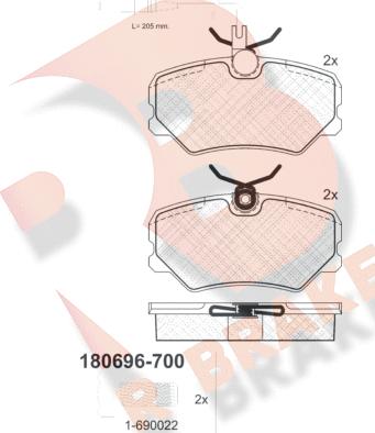 R Brake RB0696-700 - Komplet Pločica, disk-kočnica www.molydon.hr