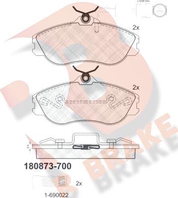 R Brake RB0873-700 - Komplet Pločica, disk-kočnica www.molydon.hr