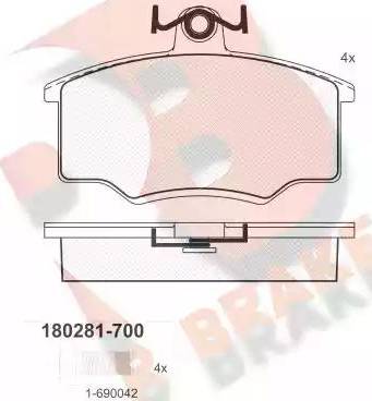 R Brake RB0281-700 - Komplet Pločica, disk-kočnica www.molydon.hr