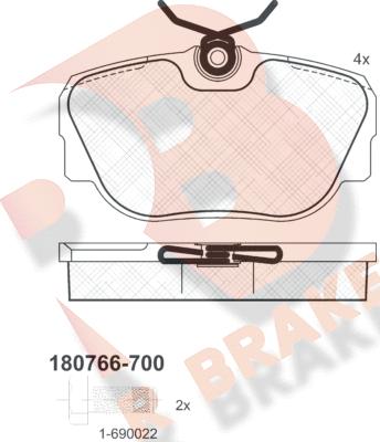 R Brake RB0766-700 - Komplet Pločica, disk-kočnica www.molydon.hr