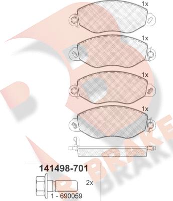 R Brake RB1498-701 - Komplet Pločica, disk-kočnica www.molydon.hr