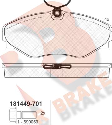 R Brake RB1449-701 - Komplet Pločica, disk-kočnica www.molydon.hr