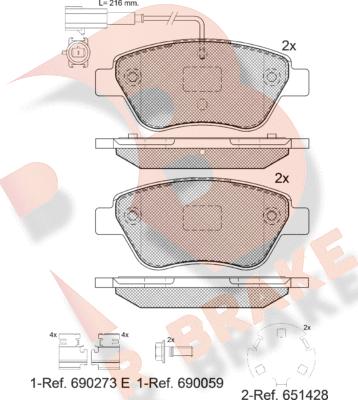 R Brake RB1444-208 - Komplet Pločica, disk-kočnica www.molydon.hr