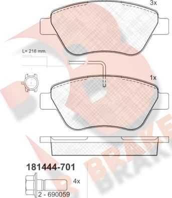 R Brake RB1444-701 - Komplet Pločica, disk-kočnica www.molydon.hr