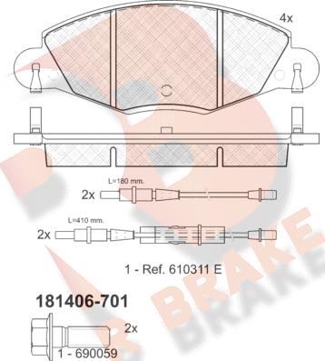 R Brake RB1406-701 - Komplet Pločica, disk-kočnica www.molydon.hr