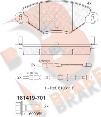 R Brake RB1419-701 - Komplet Pločica, disk-kočnica www.molydon.hr