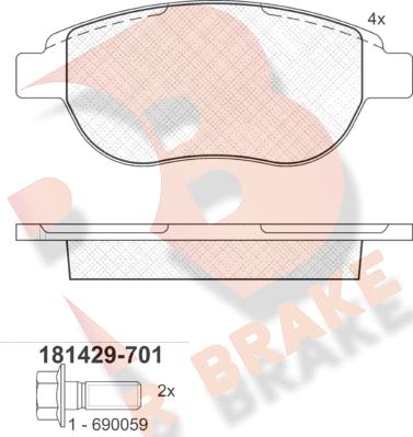 R Brake RB1429-701 - Komplet Pločica, disk-kočnica www.molydon.hr