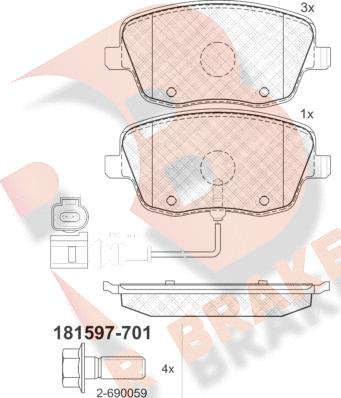 R Brake RB1597-701 - Komplet Pločica, disk-kočnica www.molydon.hr