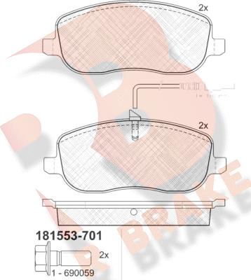 R Brake RB1553-701 - Komplet Pločica, disk-kočnica www.molydon.hr