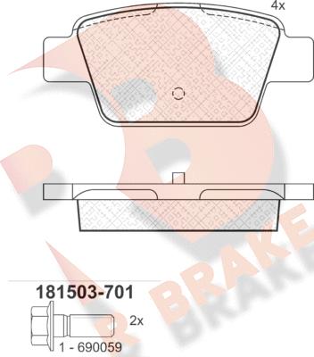 R Brake RB1503-701 - Komplet Pločica, disk-kočnica www.molydon.hr